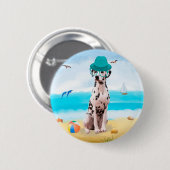 Dalmation Dog on Beach Button (Vorne & Hinten)