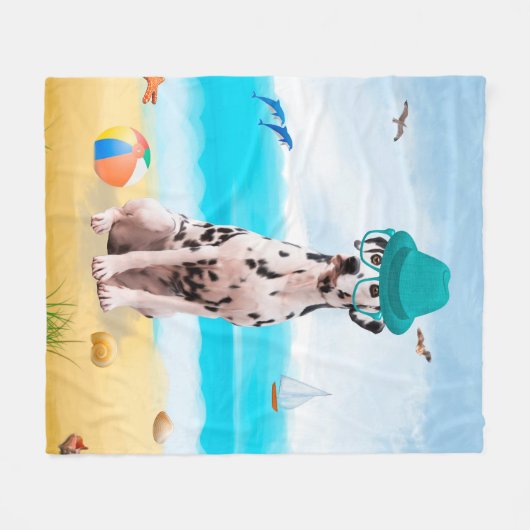 Dalmation Dog on Beach Fleecedecke (Vorderseite (Horizontal))