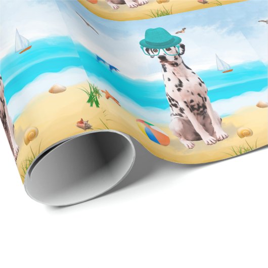 Dalmation Dog on Beach Geschenkpapier (Rolleneckpunkt)