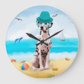 Dalmation Dog on Beach Große Wanduhr (Vorderseite)