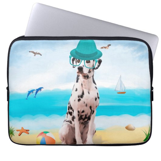 Dalmation Dog on Beach Laptopschutzhülle (Vorderseite)