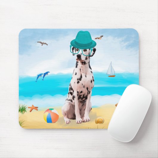 Dalmation Dog on Beach Mousepad (Mit Mouse)