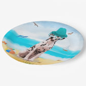 Dalmation Dog on Beach Pappteller (Schrägansicht)