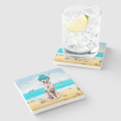 Dalmation Dog on Beach Steinuntersetzer (Seitenansicht)