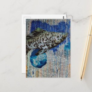 Dalmation Molly Fish Mixed-Media-Collage Postkarte