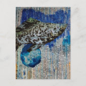 Dalmation Molly Fish Mixed-Media-Collage Postkarte (Vorderseite)