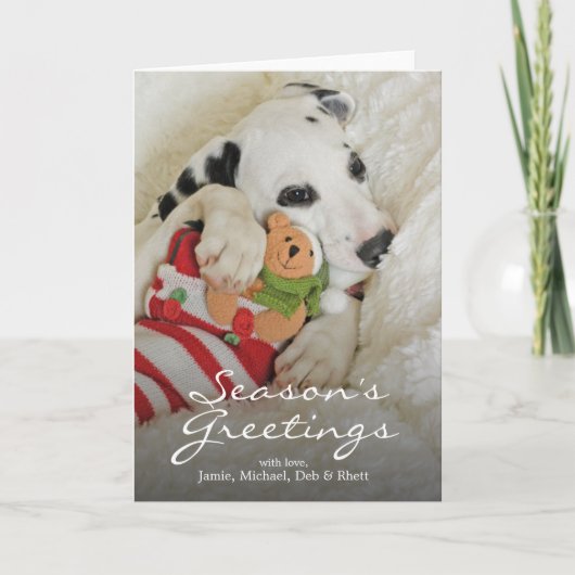 Dalmation Welpe mit WeihnachtsStrumpf Feiertagskarte (Vorderseite)