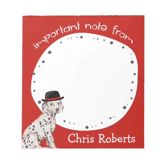 Dalmationr Black Hat Dog List Notizblock (Vorderseite)