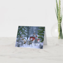 Dalmations Pull Santa's Sleigh Christmas Card Feiertagskarte