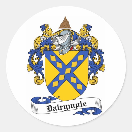 DALRYMPLE-FAMILIENWAPPEN - WAFFENSCHUTZMUSTER RUNDER AUFKLEBER (Vorderseite)