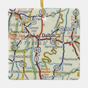 Dalton Georgia Vintag Map Keramik Ornament