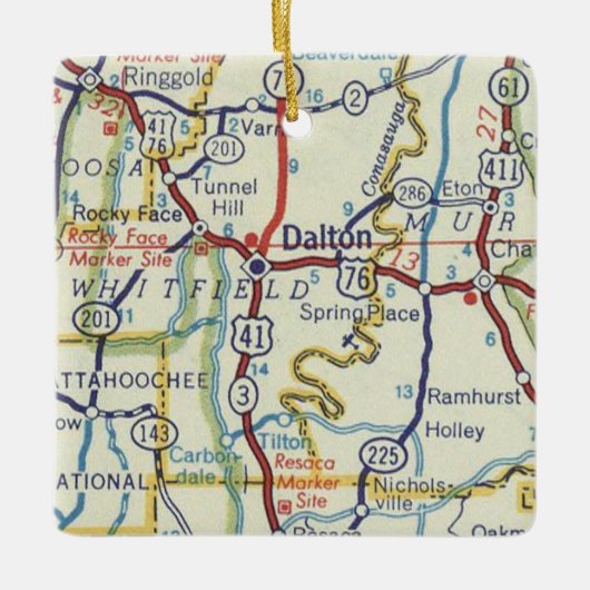 Dalton Georgia Vintag Map Keramik Ornament (Vorderseite)