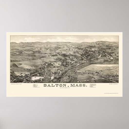 Dalton, MA Panoramic Map - 1884 Poster (Vorne)