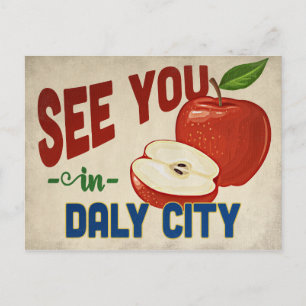 Daly City Kalifornien Apfel - Vintage Reise Postkarte