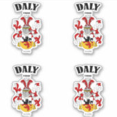 Daly Wappen Irish Translation & Meaning (x4) Aufkleber (Vorderseite)