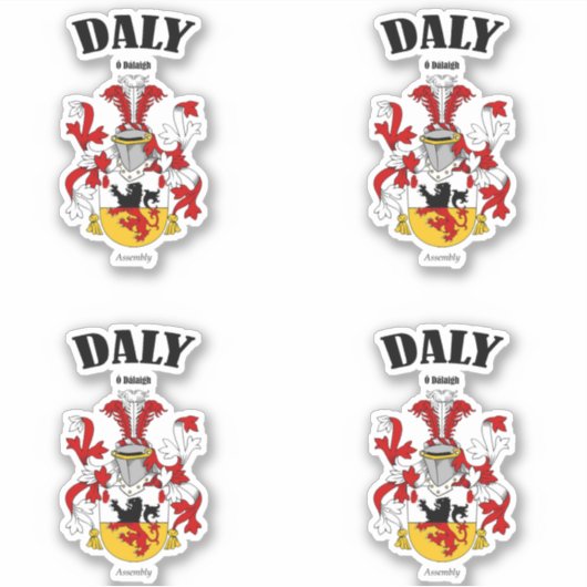 Daly Wappen Irish Translation & Meaning (x4) Aufkleber (Vorderseite)