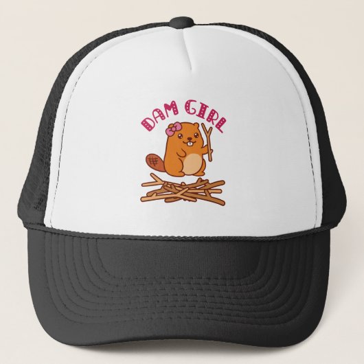 Dam Girl Niedlich Beaver Truckerkappe (Vorderseite)