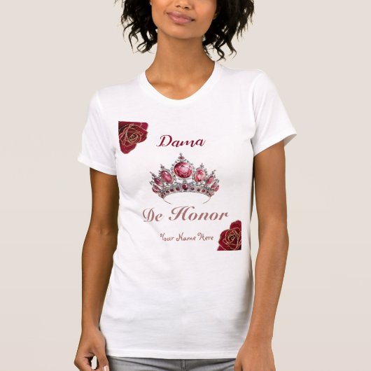 Dama de Ehre Rote Rosen Quinceañera Name Space T-Shirt (Vorderseite)