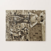Damals Junge auf Fahrrad mit Hund Puzzle (Horizontal)
