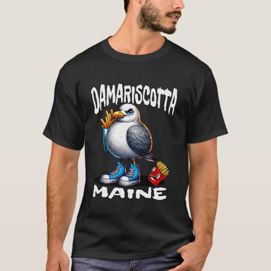 Damariscotta Maine Funny Seagull French Fries Souv T-Shirt (Vorderseite)