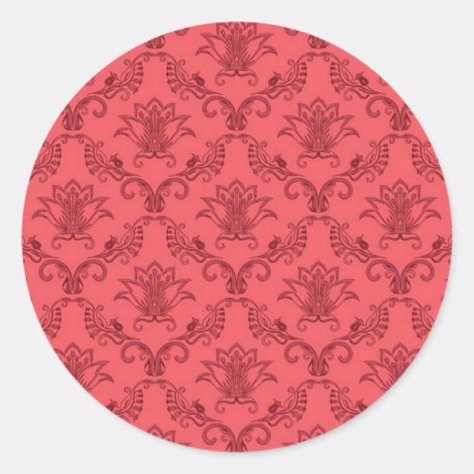 Damasblumenmuster Runder Aufkleber (Vorderseite)