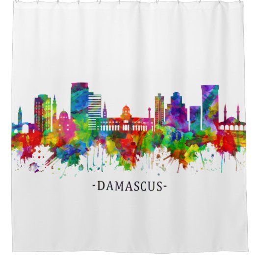 Damascus Syria Skyline Duschvorhang (Vorderseite)