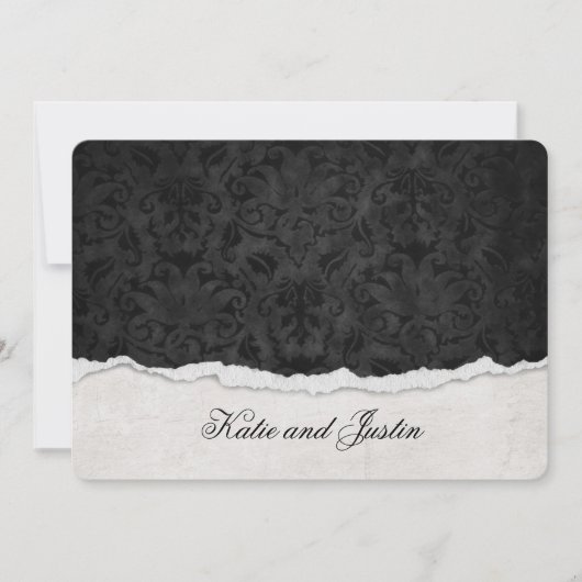 Damasdesign mit abgerissener Kante Einladung (Vorderseite)