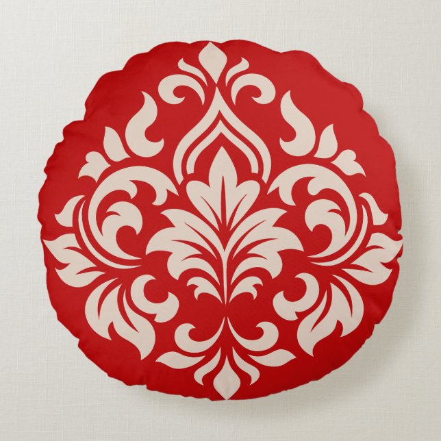 Damasdesign Rundes Kissen (Vorderseite)