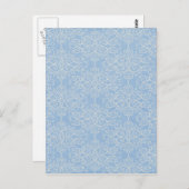 Damask21 LICHT BLAU WEISSE DAMASK DEKORATIVE SCROL Postkarte (Vorne/Hinten)