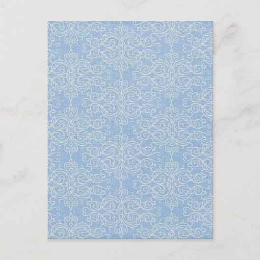 Damask21 LICHT BLAU WEISSE DAMASK DEKORATIVE SCROL Postkarte (Vorderseite)