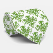 Damask 02 Muster - Avocado Green on White Krawatte (Gerollt)