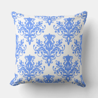 Damask 02 Muster - Baby Blue on White Kissen