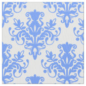 Damask 02 Muster - Baby Blue on White Stoff (Nahaufnahme)