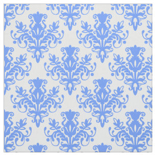 Damask 02 Muster - Baby Blue on White Stoff
