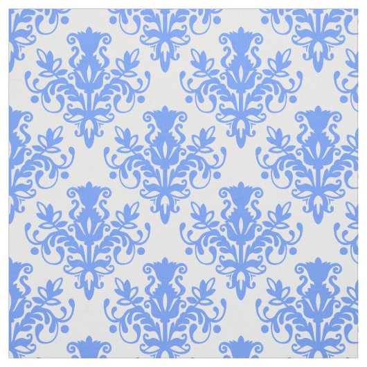 Damask 02 Muster - Baby Blue on White Stoff (Muster)