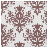 Damask 02 Muster - Dunkelbraun auf Weiß Stoff (Nahaufnahme)