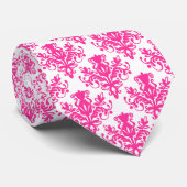 Damask 02 Muster - Hot Pink on White Krawatte (Gerollt)