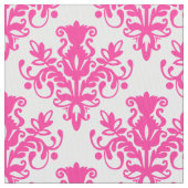 Damask 02 Muster - Hot Pink on White Stoff (Nahaufnahme)