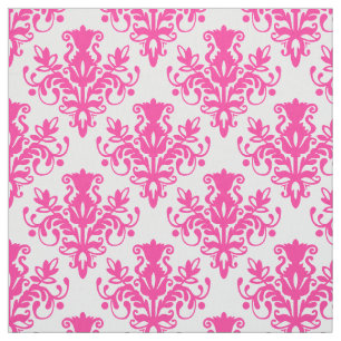 Damask 02 Muster - Hot Pink on White Stoff