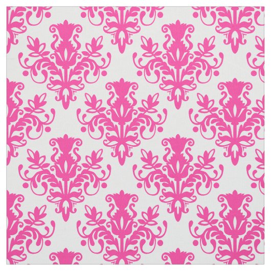 Damask 02 Muster - Hot Pink on White Stoff (Muster)