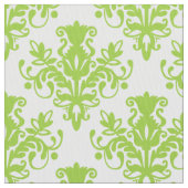 Damask 02 Muster - Martian Green on White Stoff (Nahaufnahme)