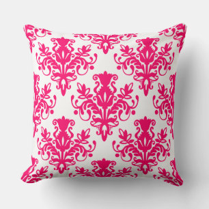 Damask 02 Muster - Neon Red on White Kissen