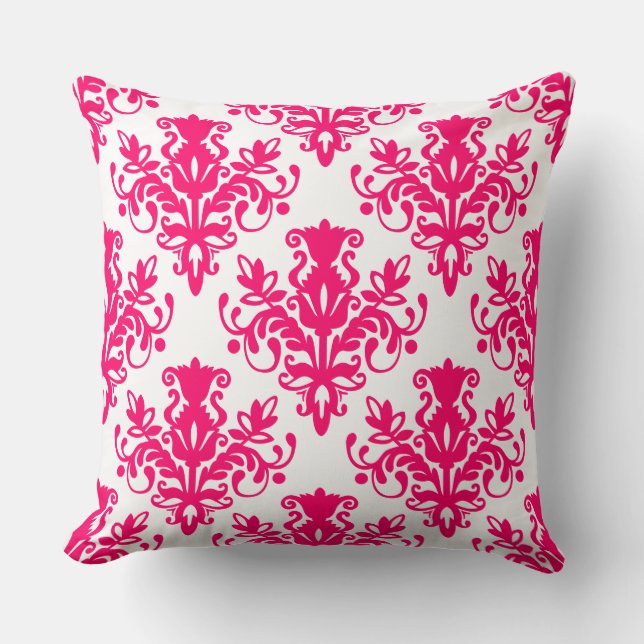 Damask 02 Muster - Neon Red on White Kissen (Vorderseite)