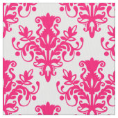 Damask 02 Muster - Neon Red on White Stoff (Nahaufnahme)