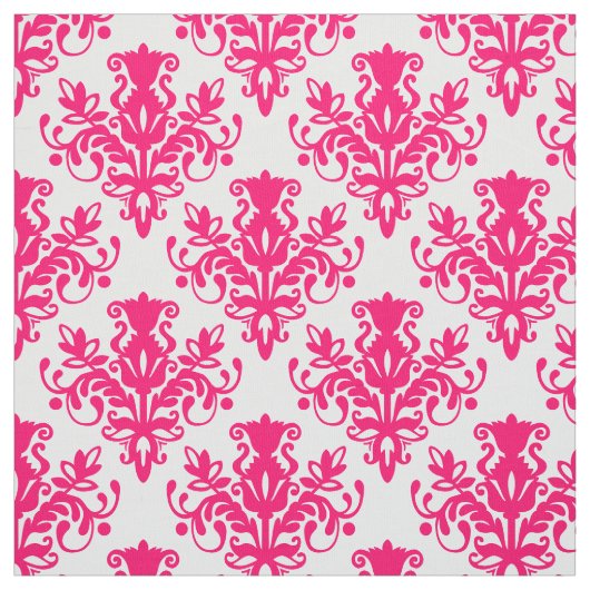 Damask 02 Muster - Neon Red on White Stoff (Muster)