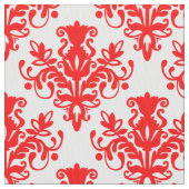 Damask 02 Muster - Rot auf Weiß Stoff (Nahaufnahme)