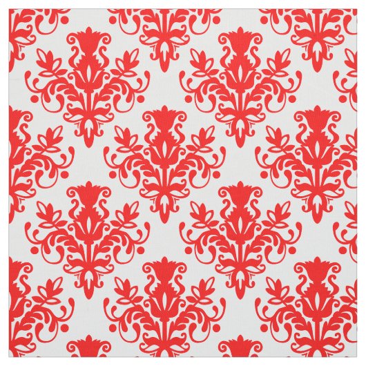 Damask 02 Muster - Rot auf Weiß Stoff (Muster)