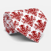 Damask 02 Muster - Ruby Red on White Krawatte (Gerollt)