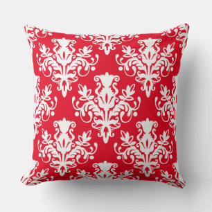 Damask 02 Muster - White on Red Kissen