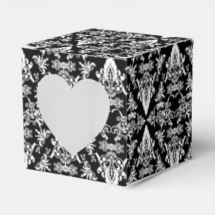 Damask 02 Schwarz-Weiß-Quadratzoll Herz-Gefälligke Geschenkschachtel